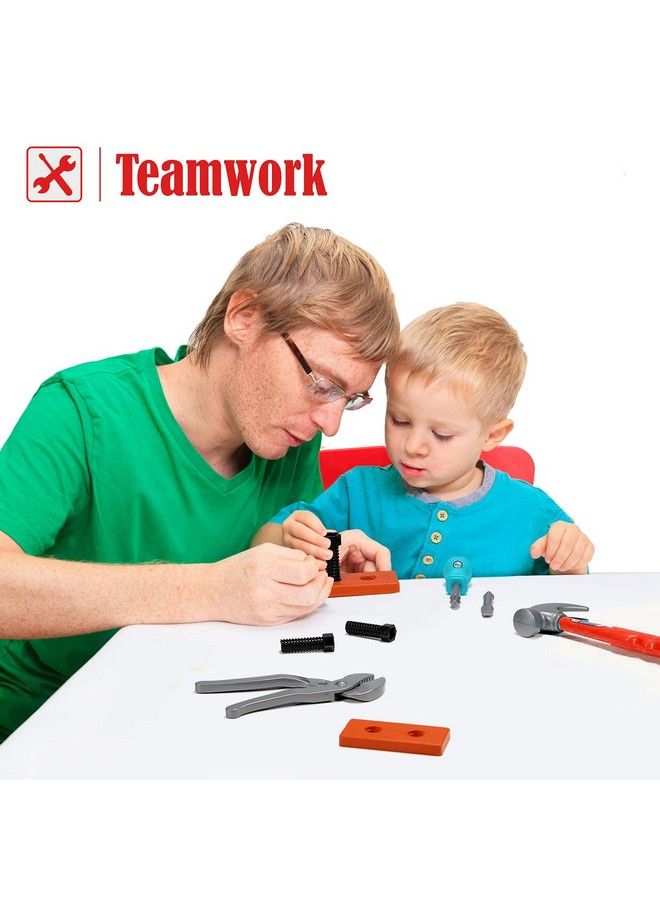 Kids Handyman Tools Toy Set 52 Pcs Mechanic Pretend Play Construction Playset With Hard Hat Nuts Bolts Realistic Plastic Toddler Children Accessories For Workbench