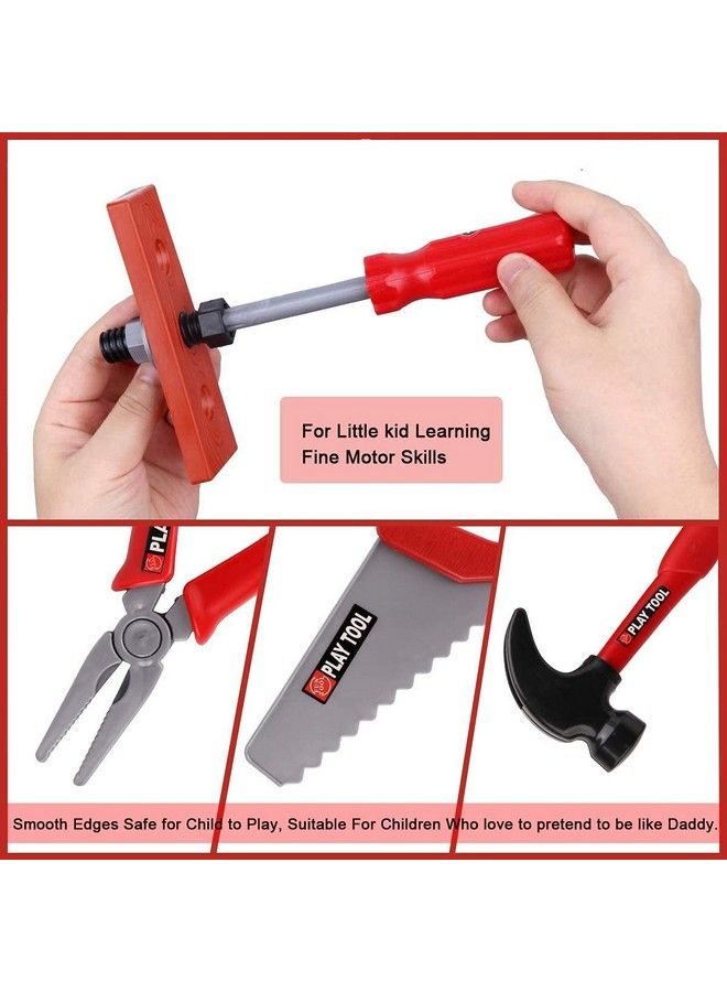 Kids Handyman Tools Toy Set 52 Pcs Mechanic Pretend Play Construction Playset With Hard Hat Nuts Bolts Realistic Plastic Toddler Children Accessories For Workbench