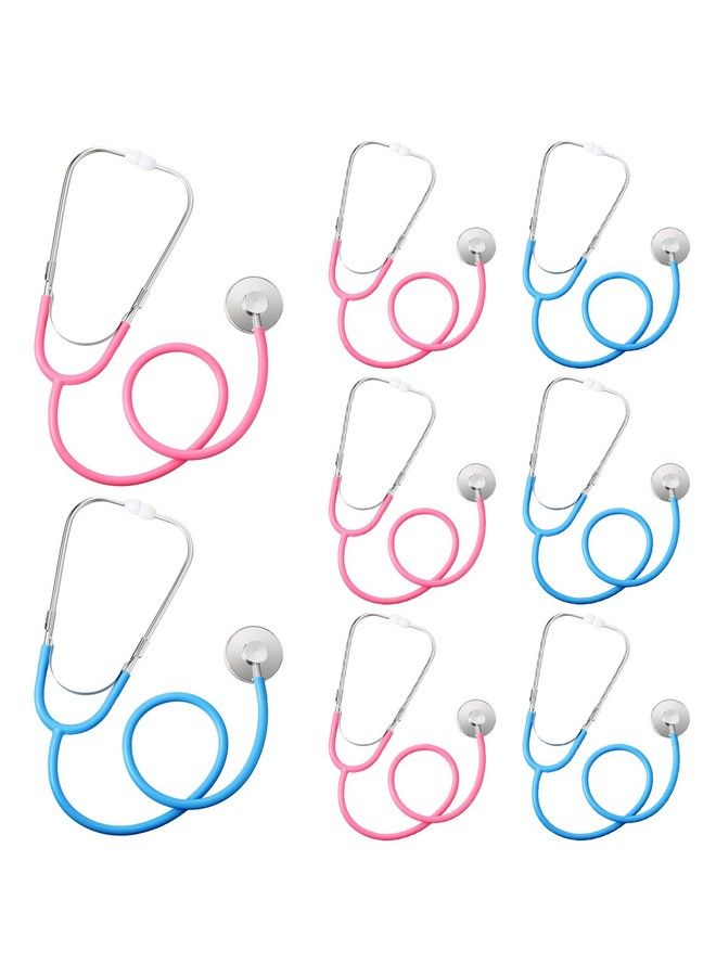 8 Pcs Kids Stethoscope Toy Working Nursing Real Stethoscope Doctor Kit For Kids Role Play Pretend Game Doctor Nurse Costume Accessories (Blue Pink)