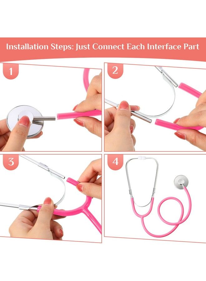 8 Pcs Kids Stethoscope Toy Working Nursing Real Stethoscope Doctor Kit For Kids Role Play Pretend Game Doctor Nurse Costume Accessories (Blue Pink)