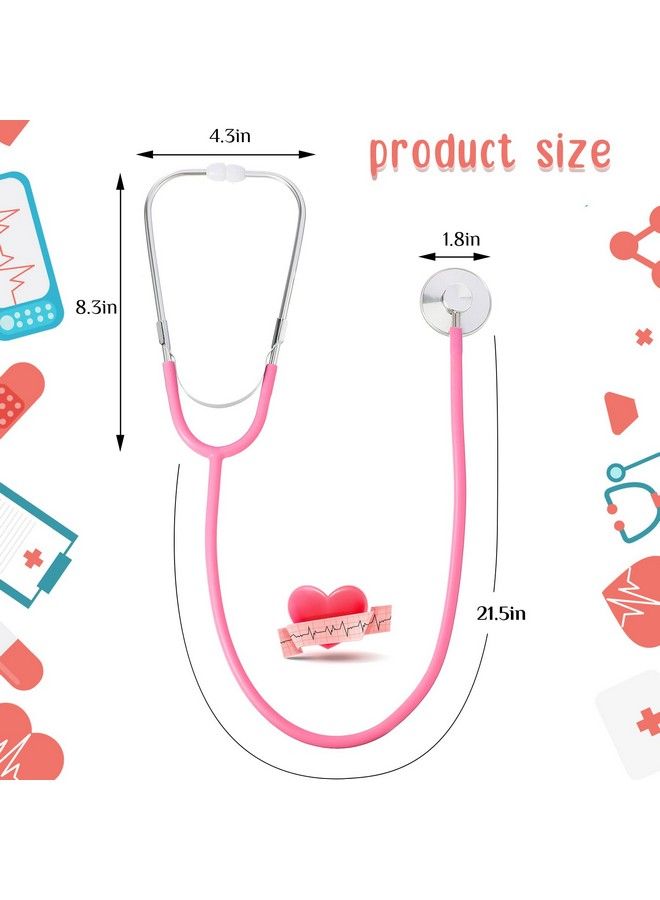 8 Pcs Kids Stethoscope Toy Working Nursing Real Stethoscope Doctor Kit For Kids Role Play Pretend Game Doctor Nurse Costume Accessories (Blue Pink)
