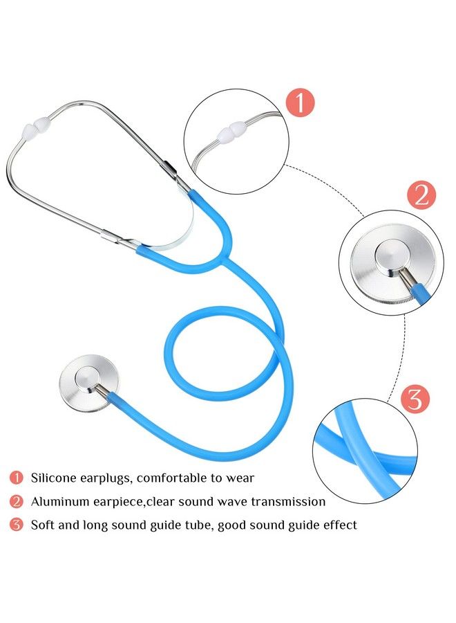 8 Pcs Kids Stethoscope Toy Working Nursing Real Stethoscope Doctor Kit For Kids Role Play Pretend Game Doctor Nurse Costume Accessories (Blue Pink)