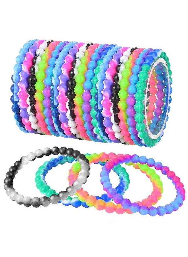 Tie Dye Bead Bracelets Pack Of 12 Stretch Novelty Wristbands In Assorted Colors Fun Party Favor Carnival Prize Goodie Bag Fillers Bracelets For Kids And Adults