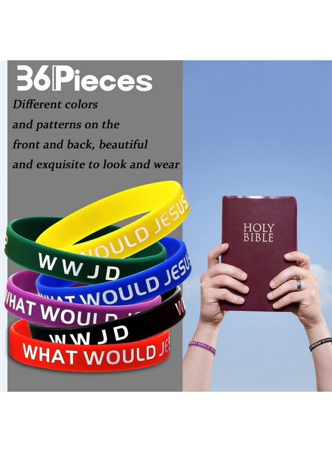 36 Pieces Wwjd Bracelets What Would Jesus Bracelets Rubber Colorful Wwjd Silicone Wristbands For Fundraiser Church Events Party Favors