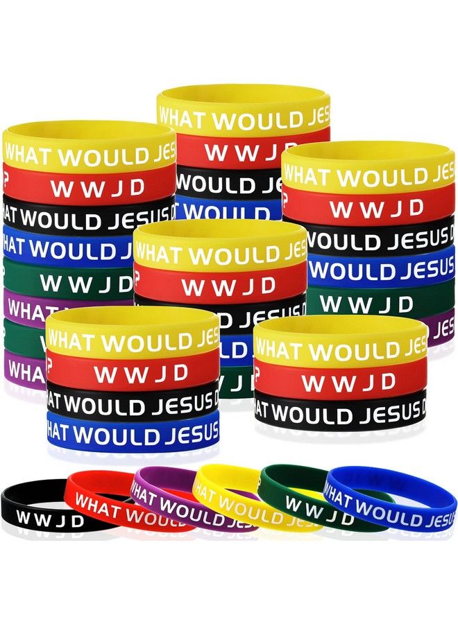 36 Pieces Wwjd Bracelets What Would Jesus Bracelets Rubber Colorful Wwjd Silicone Wristbands For Fundraiser Church Events Party Favors