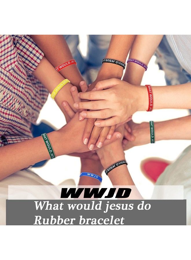 36 Pieces Wwjd Bracelets What Would Jesus Bracelets Rubber Colorful Wwjd Silicone Wristbands For Fundraiser Church Events Party Favors