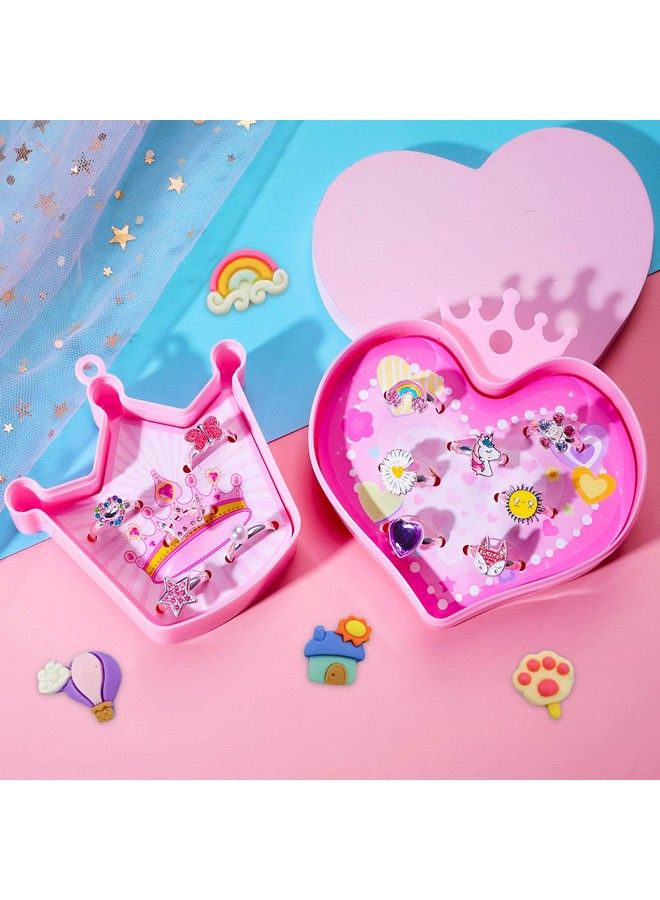 Gifts For Girls' Birthday Toys 12Pcs Adjustable Rings Unicorn Ring Crown Ring Birthday Gifts Gift For 3 4 5 6 7 8 9 10 11 12 Year Old Girl