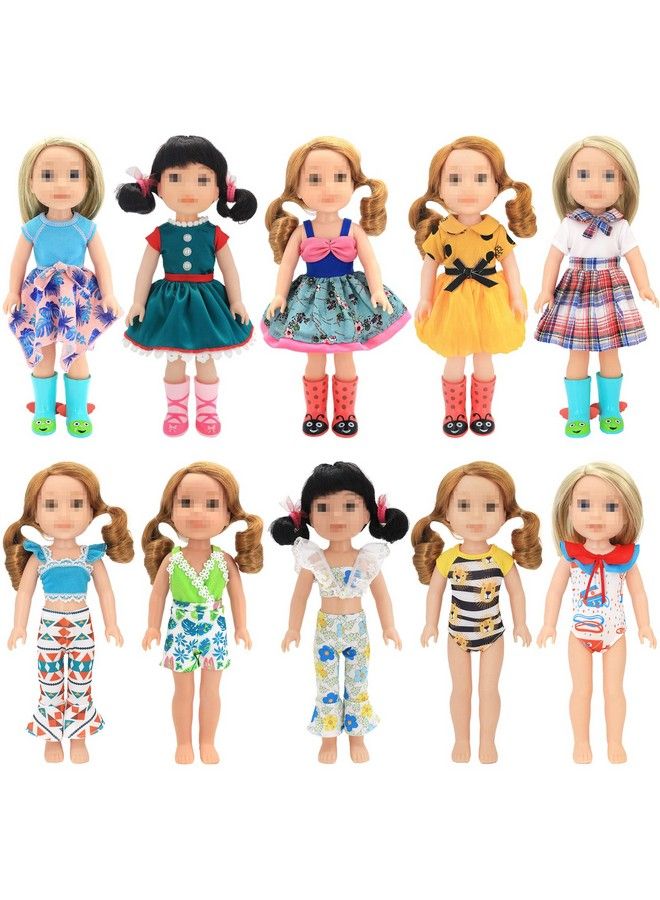 10 Sets American Wellie Doll Clothes Outfits Dresses Pajamas Swimsuit Girl Wishers Doll Clothes Fit For 14 To 14.5 Inch Dolls