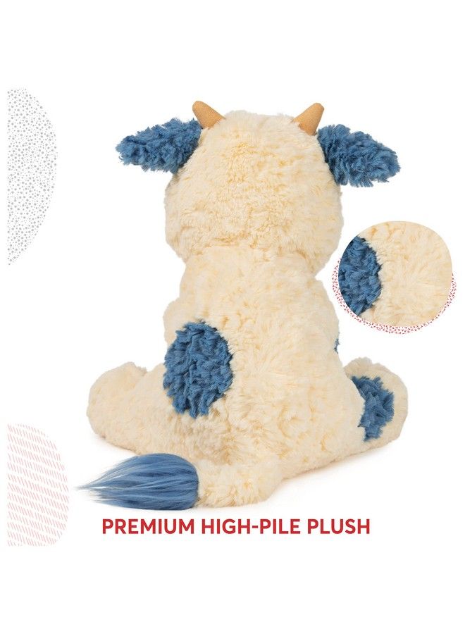 Cozys Collection Cow Stuffed Animal Plush For Ages 1 And Up Cream/Blue 10''