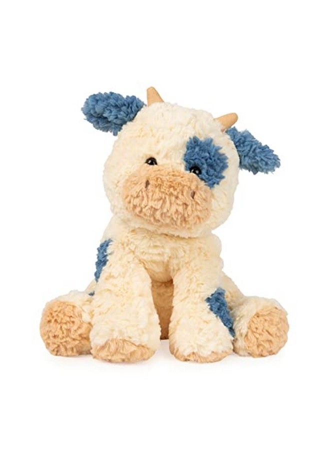 Cozys Collection Cow Stuffed Animal Plush For Ages 1 And Up Cream/Blue 10''