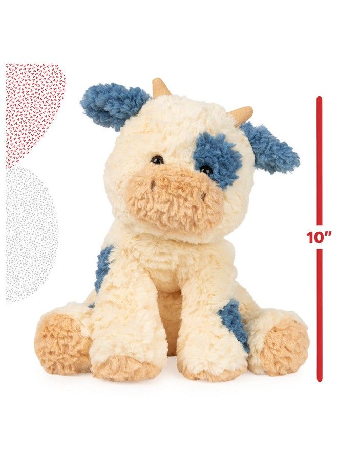 Cozys Collection Cow Stuffed Animal Plush For Ages 1 And Up Cream/Blue 10''