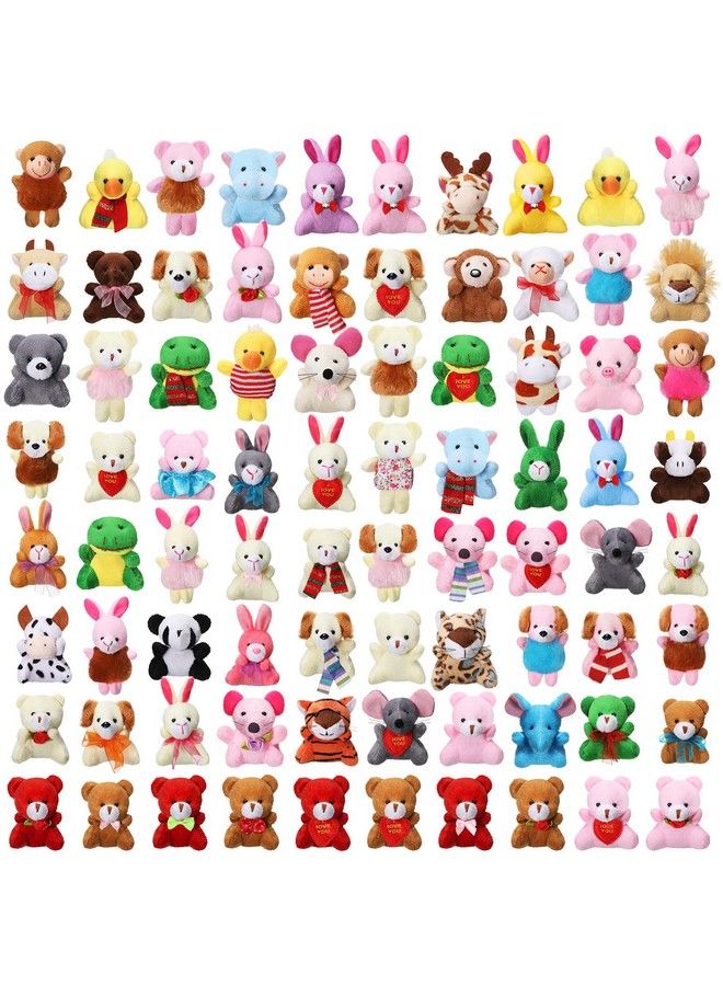 80 Pieces Mini Stuffed Animal Toys Small Animal Plush Keychains Stuffed Jungle Animals Toys Set For Kids Birthday Party Goody Filler Bags Favors Stocking Stuffers Carnival Prizes Valentine'S Day Gifts