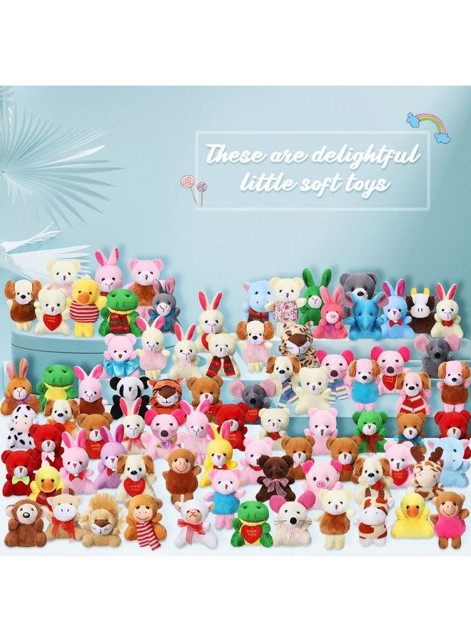 80 Pieces Mini Stuffed Animal Toys Small Animal Plush Keychains Stuffed Jungle Animals Toys Set For Kids Birthday Party Goody Filler Bags Favors Stocking Stuffers Carnival Prizes Valentine'S Day Gifts