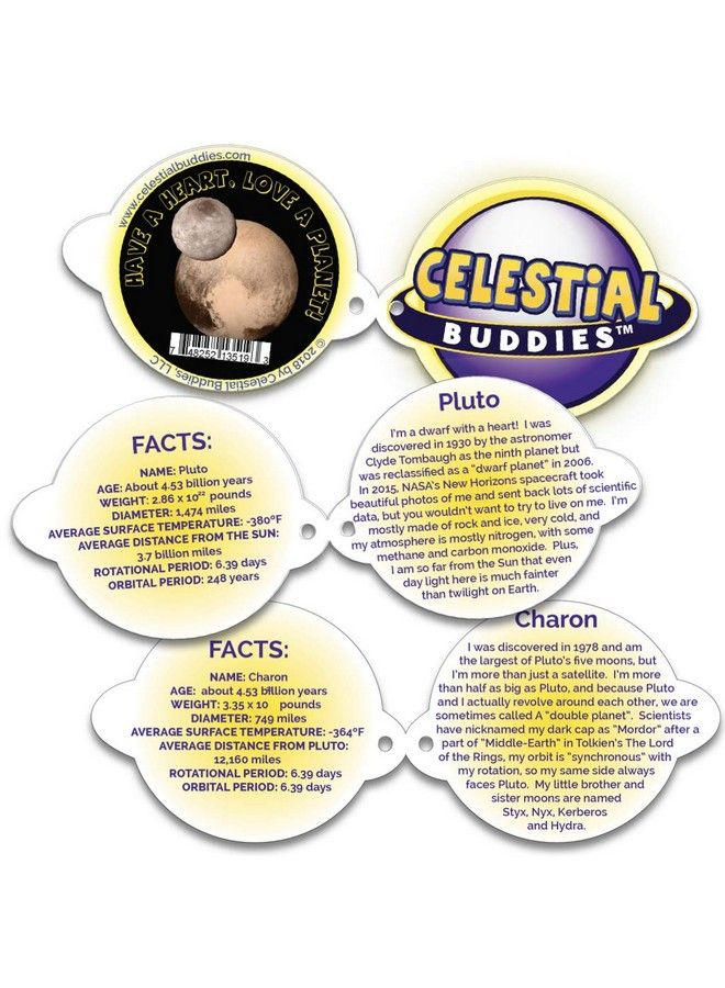 Pluto & Charon Buddy Science Astronomy Space Solar System Educational Plush Blue Planet Toys