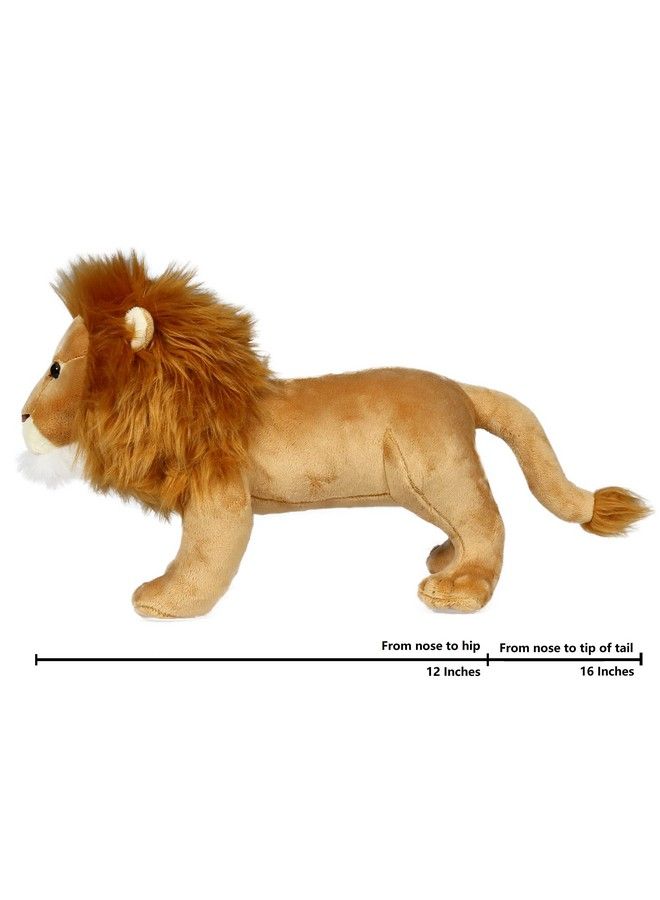 Lion Stuffed Animal Lifelike Plush Toy 12 Inches Length