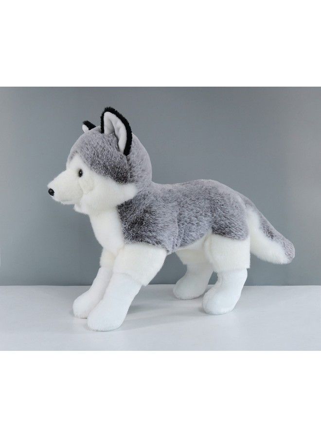 Lifelike Siberian Husky Stuffed Animal Plush Toy 14 Inches Length Standing