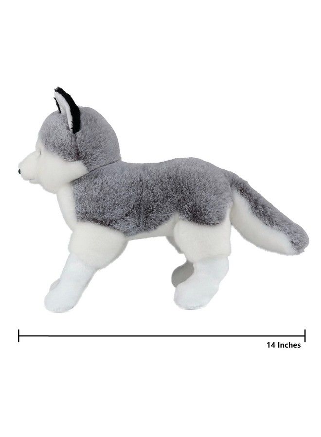 Lifelike Siberian Husky Stuffed Animal Plush Toy 14 Inches Length Standing