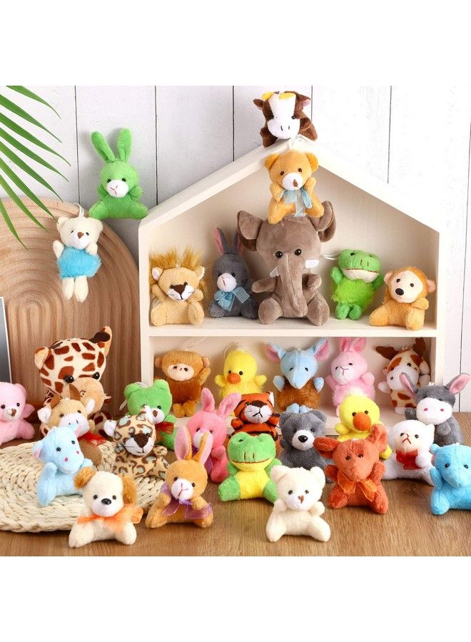 32 Pieces Mini Plush Animal Toys Safari Stuffed Toys Animals Cute Plush Keychain Animals Decoration For Birthday Teacher Student Award Themed Party Favors (Giraffe Elephant) (Giraffe Elephant)