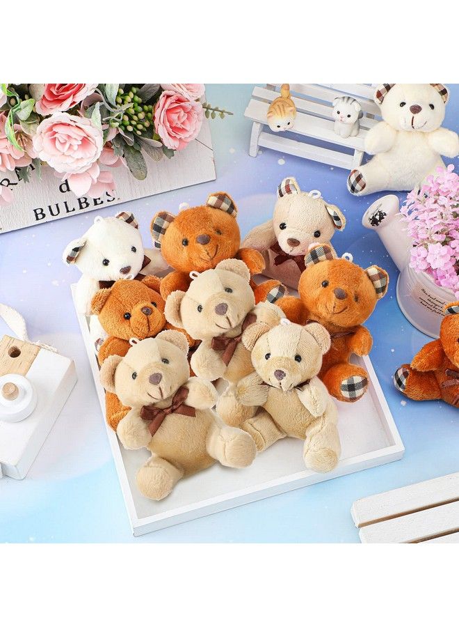 16 Pcs Mini Bear Stuffed Animal 4 Inch Bear Bulk Small Bear Mini Joint Bear Soft Tiny Bear Doll For Diy Keychain Party Favor Decor(Light Brown Dark Brown Cute)