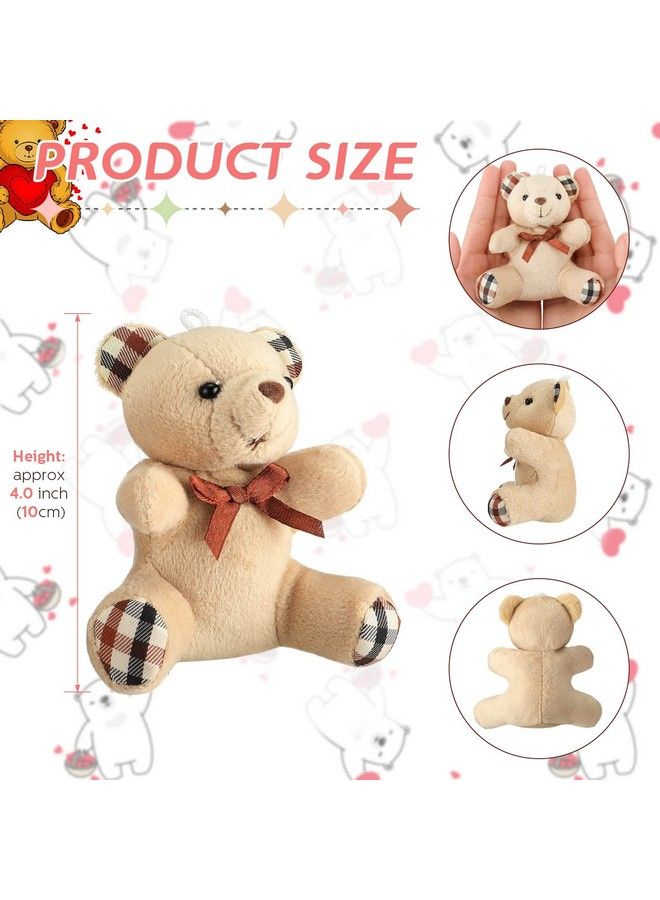 16 Pcs Mini Bear Stuffed Animal 4 Inch Bear Bulk Small Bear Mini Joint Bear Soft Tiny Bear Doll For Diy Keychain Party Favor Decor(Light Brown Dark Brown Cute)