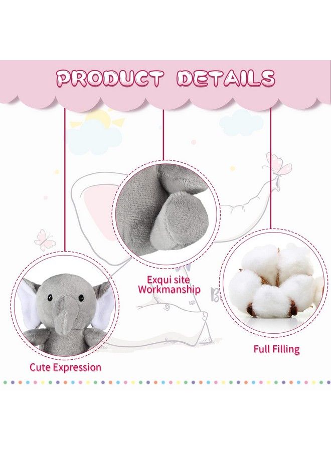 4 Pieces Mini Elephant Stuffed Animals Elephant Plush Toys 4 Inches Plush Stuffed Elephant Cute Soft Forest Animals For Baby Shower Boys Girls Elephant Themed Birthday Party Supplies (Grey)