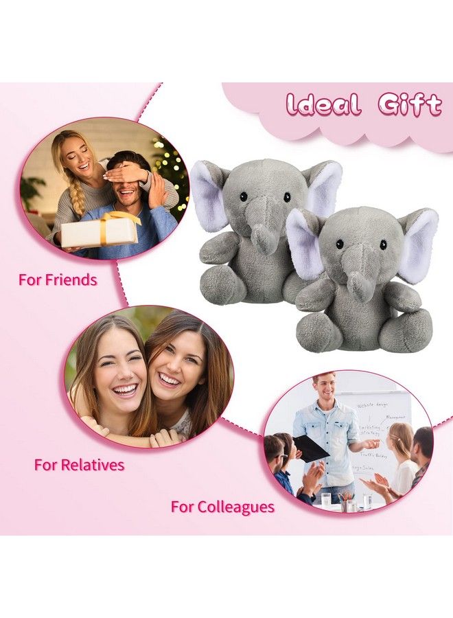 4 Pieces Mini Elephant Stuffed Animals Elephant Plush Toys 4 Inches Plush Stuffed Elephant Cute Soft Forest Animals For Baby Shower Boys Girls Elephant Themed Birthday Party Supplies (Grey)