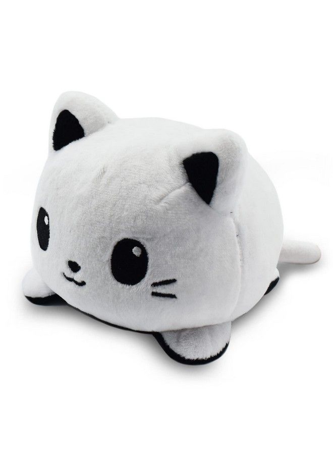 The Original Reversible Cat Plushie White + Skeleton Glows In The Dark! Cute Sensory Fidget Stuffed Animals That Show Your Mood Perfect For Halloween!