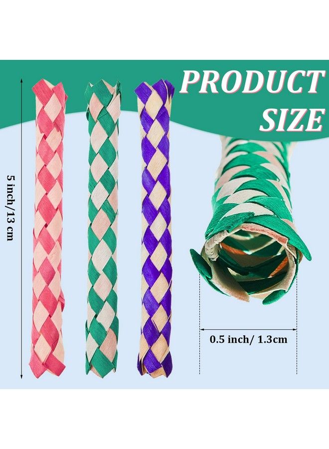 24 Pieces Chinese Finger Trap Bamboo Finger Traps Pet Bird Chew Toy Birds Foraging Chopper Toy For Kids Birthday Party Favors Pinata Fillers Goodie Bag Stuffers