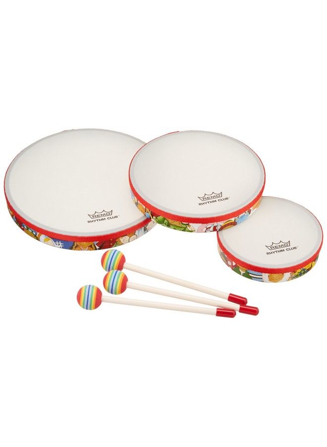 Rh3100 00 3 Piece Drum Set Multi Colored Rhythm Club Hand Drum Set 6/8/10 Inch Diameters