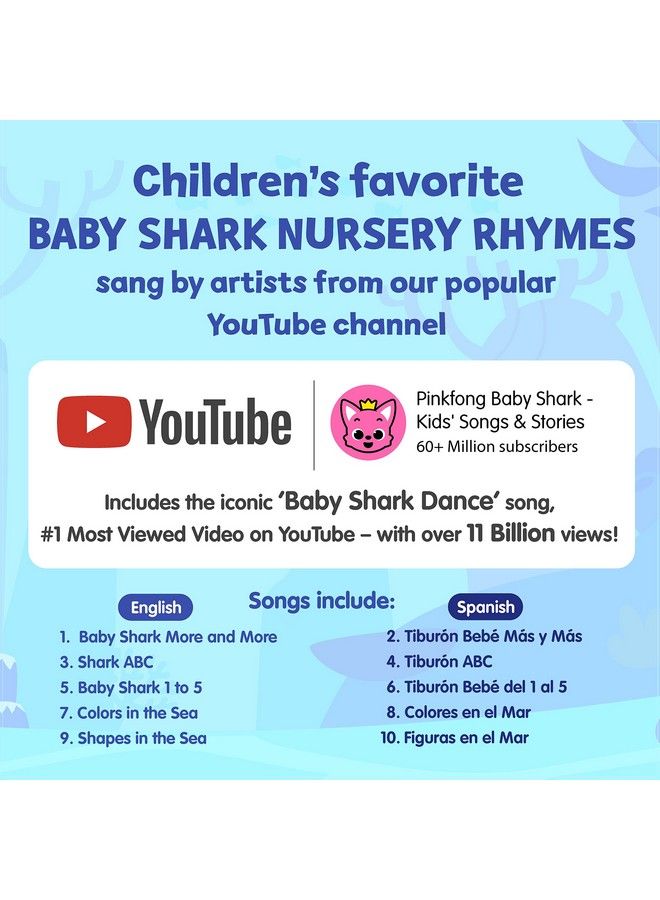 Baby Shark English Spanish Bilingual Learning Songs 10 Button Sound Book Baby Shark Bilingual Children'S Sound Books Interactive Learning Books For Toddlers Learning & Education Toys 18 Months