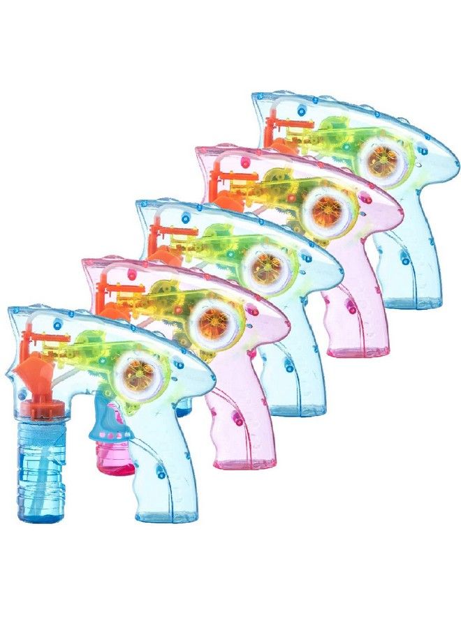 Multicolor Wind Up Bubble Gun Blasters 5Pk Led Light Up Bubble Guns Deluxe Bubble Blowers Bubble Blaster Indoor&Outdoor Fun Kid Gifts Toy For Kids Boys Girls No Batteries Needed