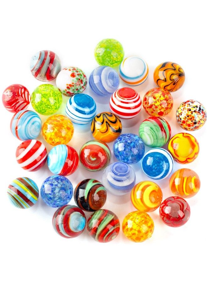 32Pcs Glass Marbles Bulk 16Mm/0.6Inch Handmade Glass Marbles Colorful Assorted Marbles Player Marlbes For Kids Gift Marble Game Decoration