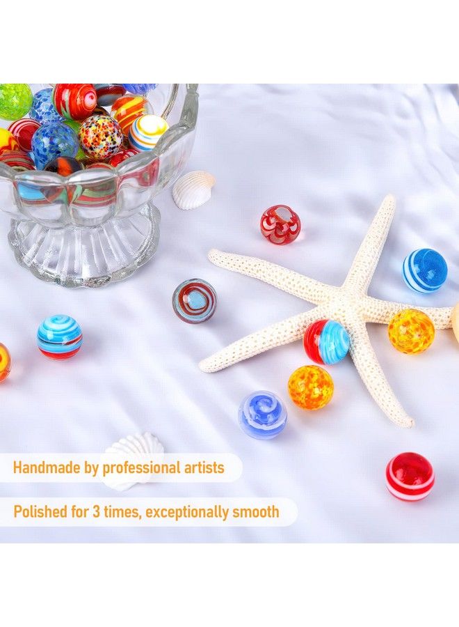 32Pcs Glass Marbles Bulk 16Mm/0.6Inch Handmade Glass Marbles Colorful Assorted Marbles Player Marlbes For Kids Gift Marble Game Decoration