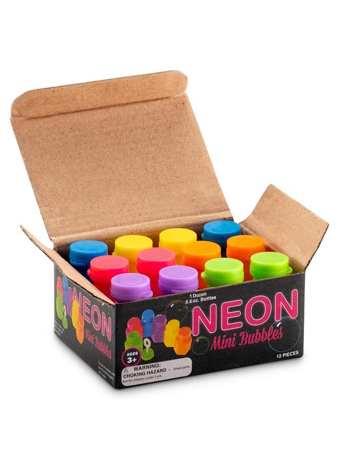 Mini Neon Party Bubbles For Kids (Pack Of 12) Bulk Bubble Wands And Bottles For Blowing Bubbles Birthday Party Favors Toy Gift Outdoor Summer Parties Supplies Carnivals And Goody Bag Stuffers