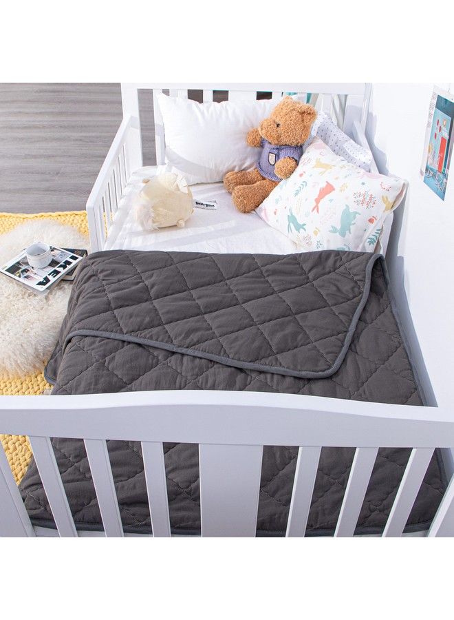 Down Alternative Oversized Toddler Comforter Super Soft And Warm Solid Color Baby Crib Quilted Blanket 43X60 Inches Dark Grey