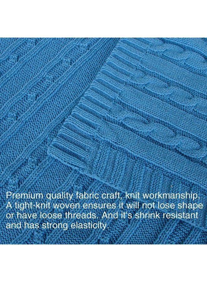 100% Pure Cotton Cable Knit Toddler Blanket Super Soft Warm Breathable 30X40 Baby Blanket For Crib Stroller Nursery Travel Newborn 30X40 Inches Azure Blue