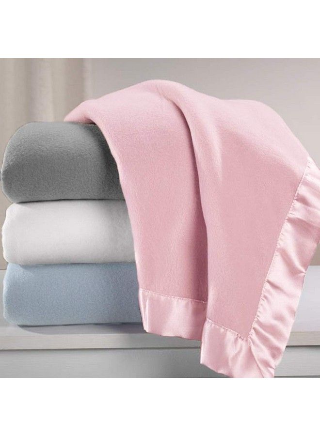 Fleece Blanket 30 X 40 With 2 Satin Trim Pink For Girls