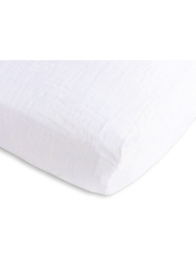 Softest Cotton Muslin Fitted Crib Sheet/Toddler Sheet For Baby Boy & Girl Pure White