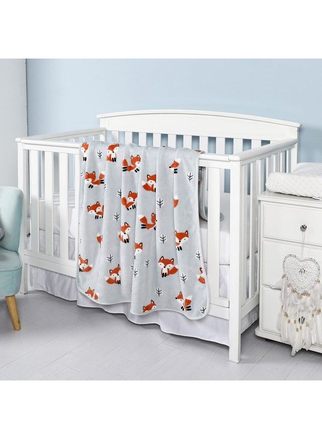 Micro Fleece Plush Soft Toddler Blanket For Boys Girls Large Lightweight Crib Blanket For Baby Bed Lounger Fuzzy Warm Cozy Blanket For Daycare Preschool Naptime Oversized 40X50 Fox