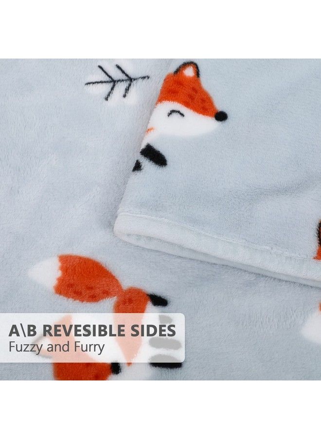 Micro Fleece Plush Soft Toddler Blanket For Boys Girls Large Lightweight Crib Blanket For Baby Bed Lounger Fuzzy Warm Cozy Blanket For Daycare Preschool Naptime Oversized 40X50 Fox