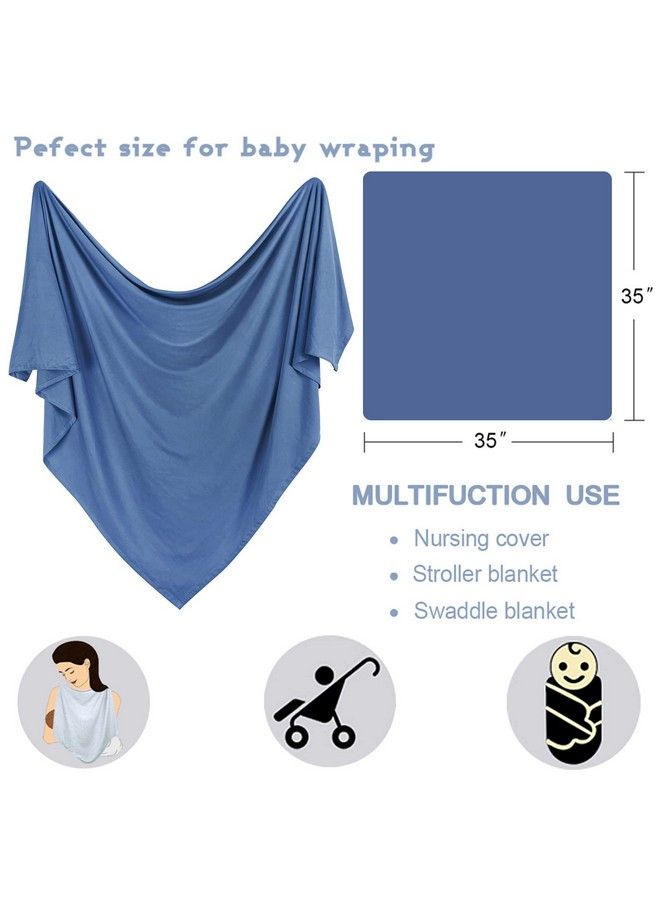 Newborn Swaddle Set Stretch Wrap Swaddle Receiving Blanket For Baby Boy Girl(Steel Blue)
