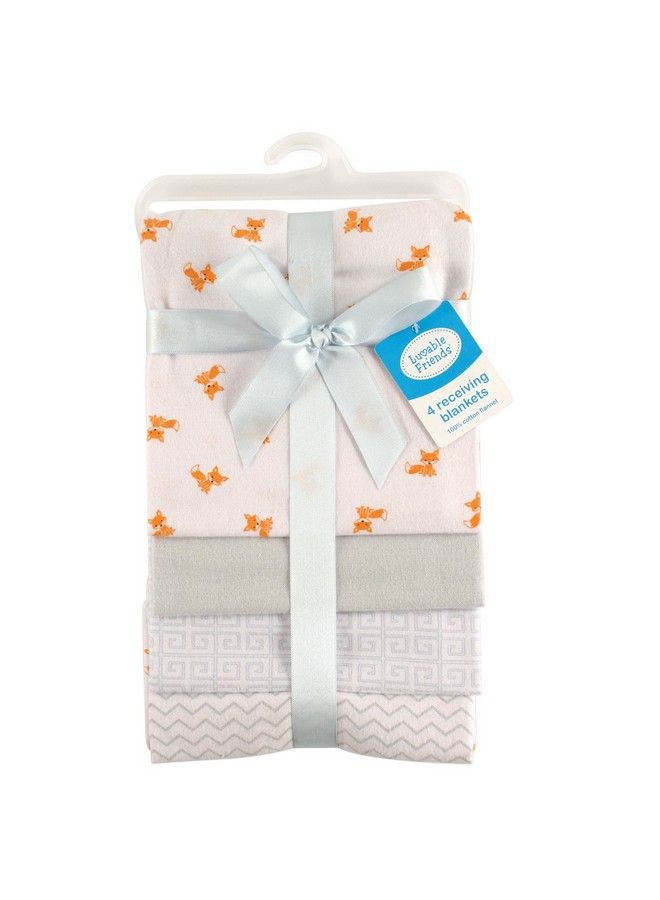 Unisex Baby Cotton Flannel Receiving Blankets Fox 4 Pack One Size