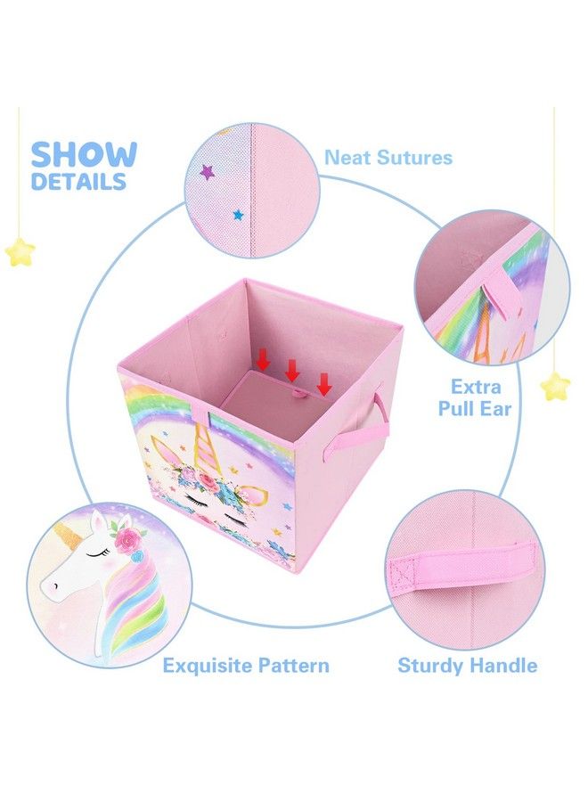 Cube Storage Bins 4 Pack Fabric Foldable Storage Cube Organizer For Kids Decorative Storage Baskets With Handles 11