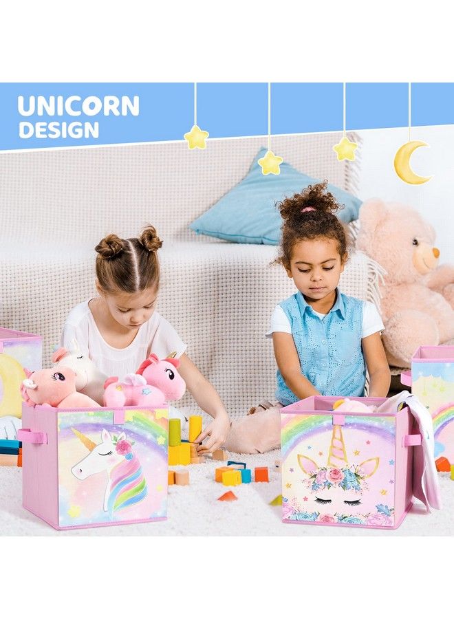 Cube Storage Bins 4 Pack Fabric Foldable Storage Cube Organizer For Kids Decorative Storage Baskets With Handles 11