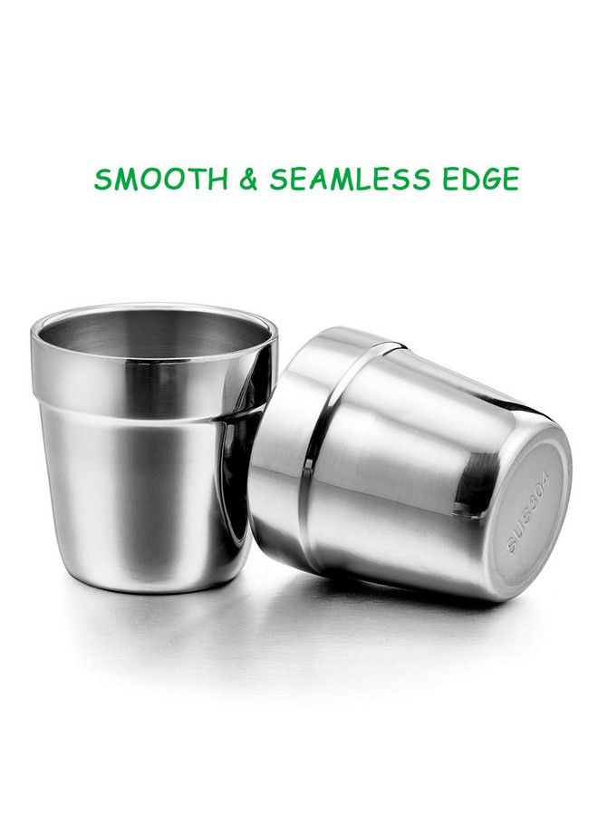 Metal Cups For Kids Baby 6 Ounce Stainless Steel Insulated Cups For Toddler Children Training & Transition Double Wall & Shatterproof Mirror Polished & Dishwasher Safe 2 Pack