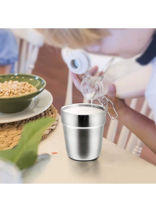 Metal Cups For Kids Baby 6 Ounce Stainless Steel Insulated Cups For Toddler Children Training & Transition Double Wall & Shatterproof Mirror Polished & Dishwasher Safe 2 Pack