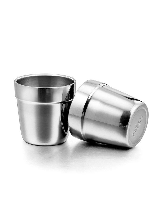 Metal Cups For Kids Baby 6 Ounce Stainless Steel Insulated Cups For Toddler Children Training & Transition Double Wall & Shatterproof Mirror Polished & Dishwasher Safe 2 Pack