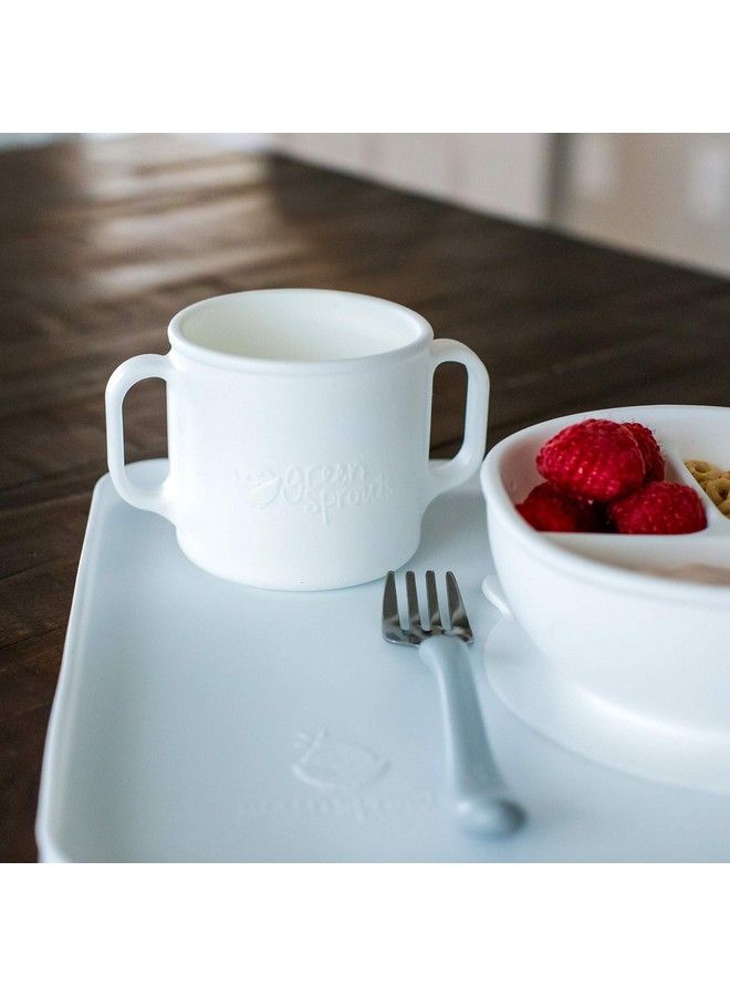 Learning Cup ; Silicone Helps Avoid Harmful Chemicals ; Helps Toddler Develop Independent Drinking Skills 2 Easy Grip Handles Heat Resistant Dishwasher Safe White