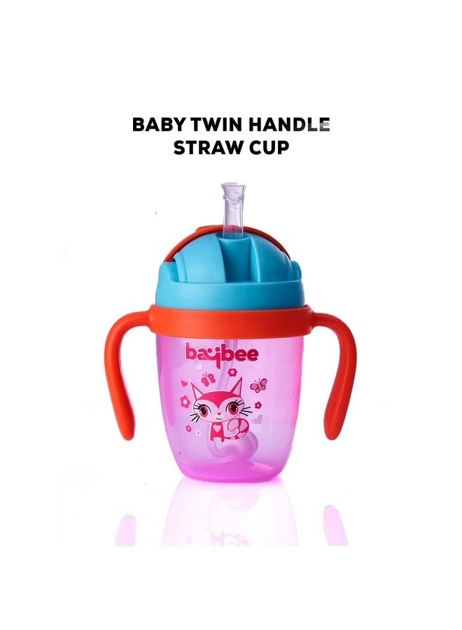 Flippo 240Ml Sipper Bottle For Kids Anti Spill Sippy Bottle With Soft Silicone Straw Bpa Free ;Sippy Cup Baby Bottle Sipper ; Sipper Bottle For Kids Toddlers 6 Months To 3 Years (Pink)