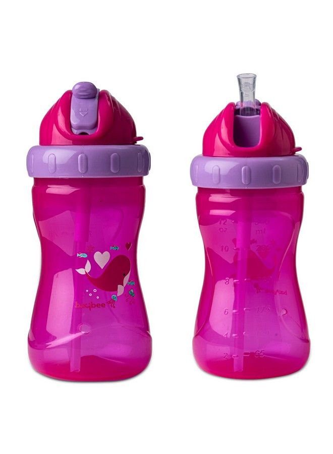 Zoo 340Ml Sipper Bottle For Kids Anti Spill Sippy Bottle With Soft Silicone Straw Bpa Free ;Sippy Cup Baby Bottle Sipper ; Sipper Bottle For Kids Infants & Toddlers 6 Months To 3 Years (Pink)